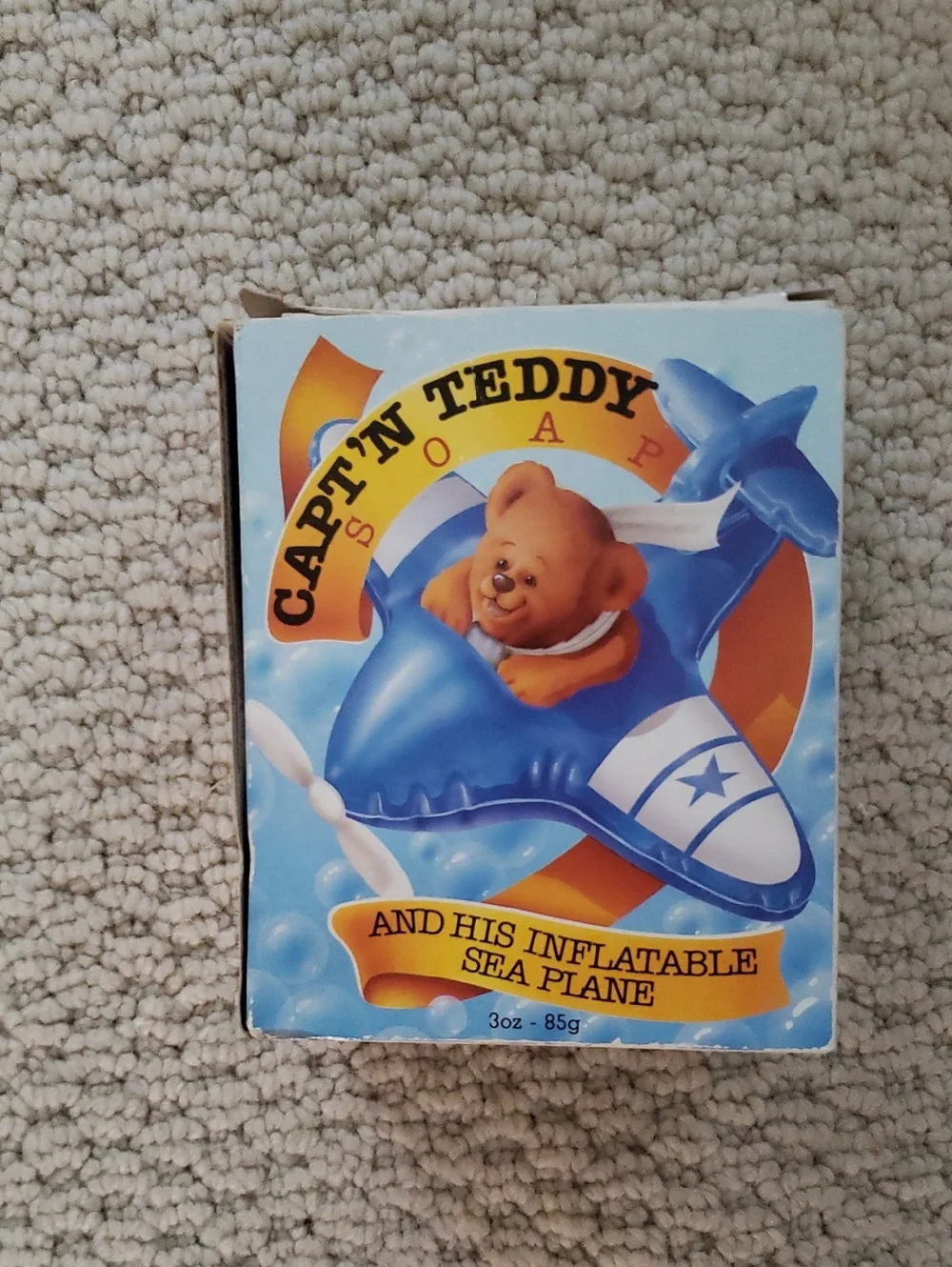 Avon Capt'n Teddy Blue and White Inflatable Sea Plane  And Bear Shaped Soap